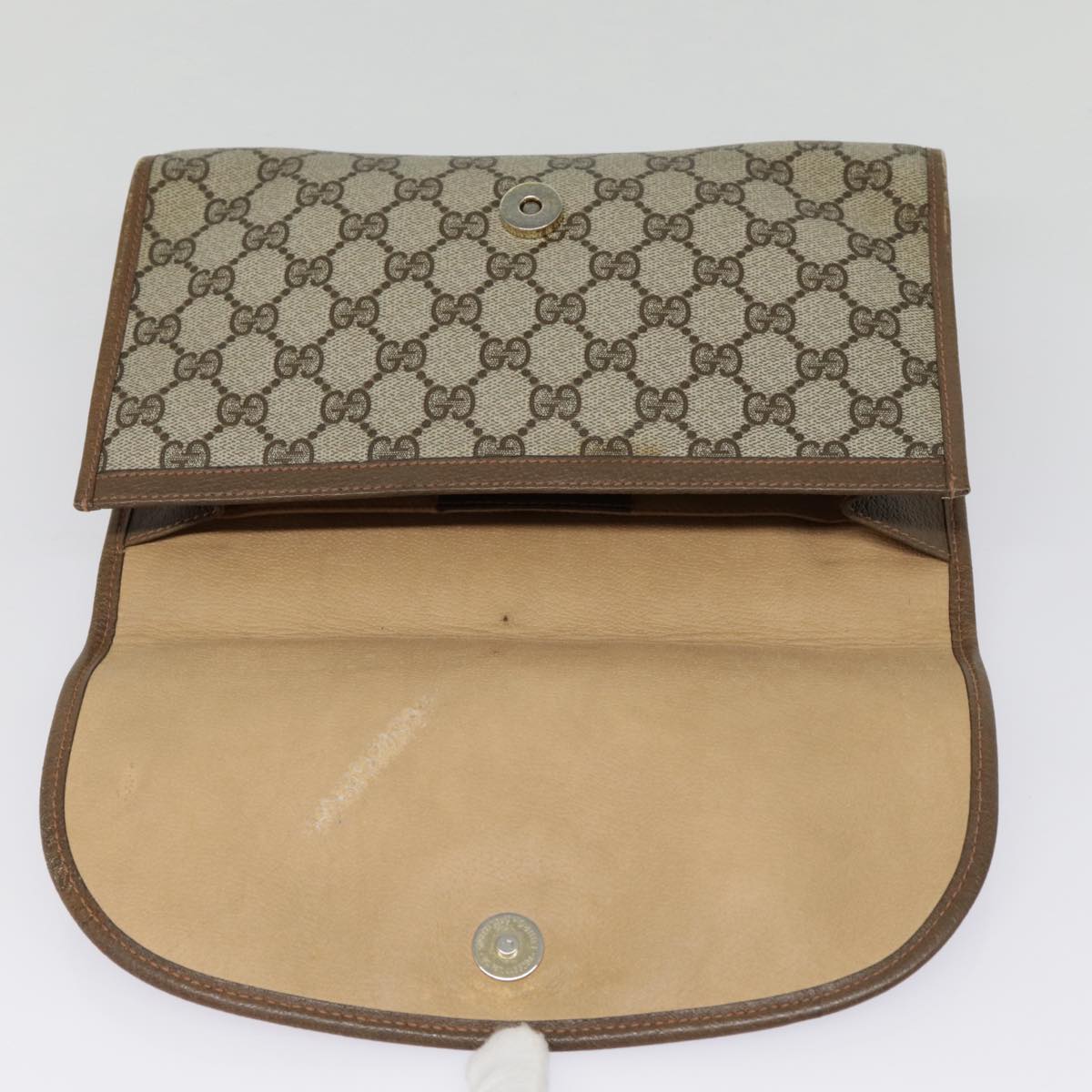 Gucci Ophidia Beige Canvas Clutch Bag (Pre-Owned)