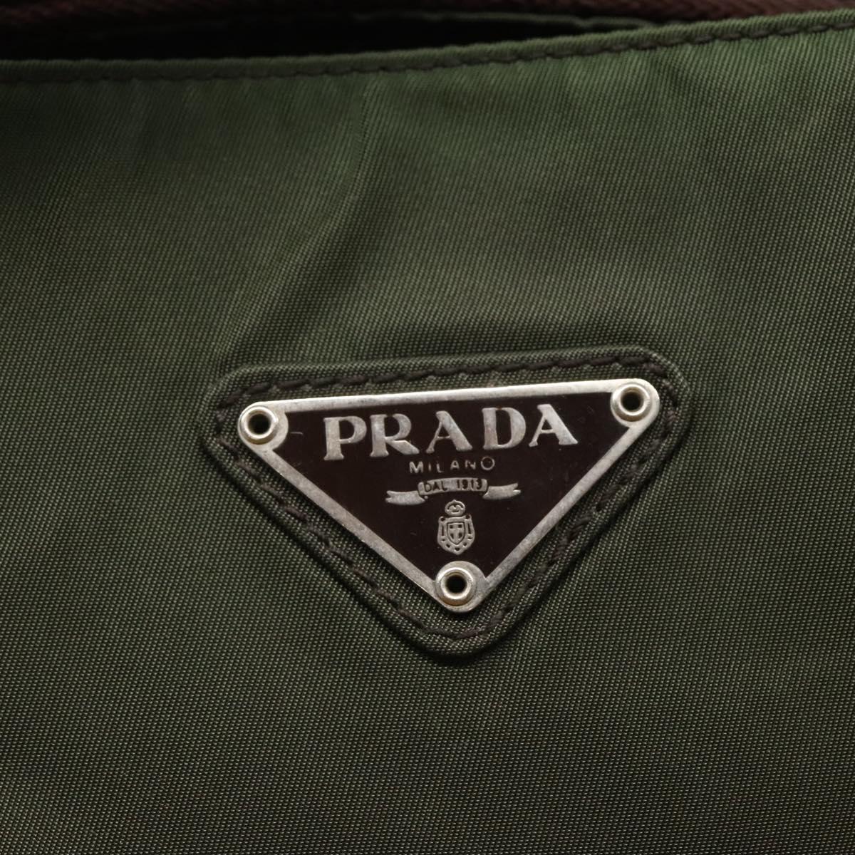 Prada Triangle Logo Khaki Synthetic Tote Bag (Pre-Owned)