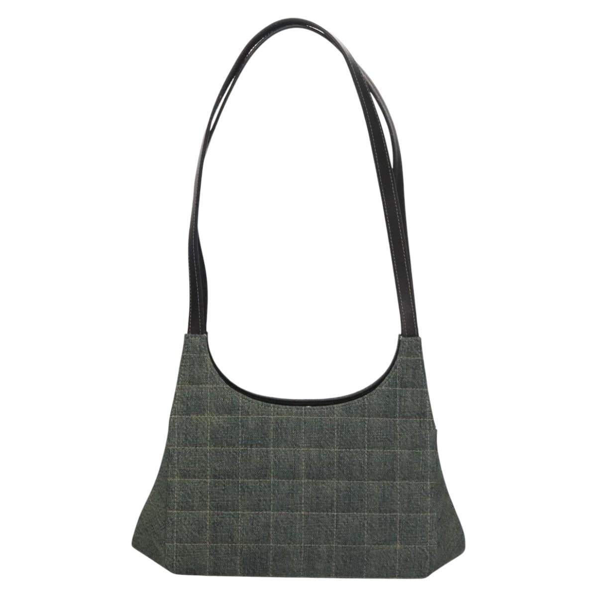 Chanel Chocolate Bar Blue Canvas Shoulder Bag (Pre-Owned)
