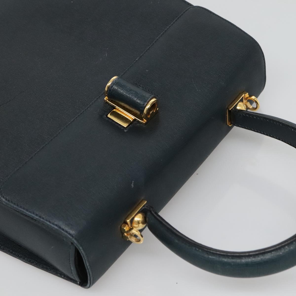 Salvatore Ferragamo Gancini Navy Leather Handbag (Pre-Owned)