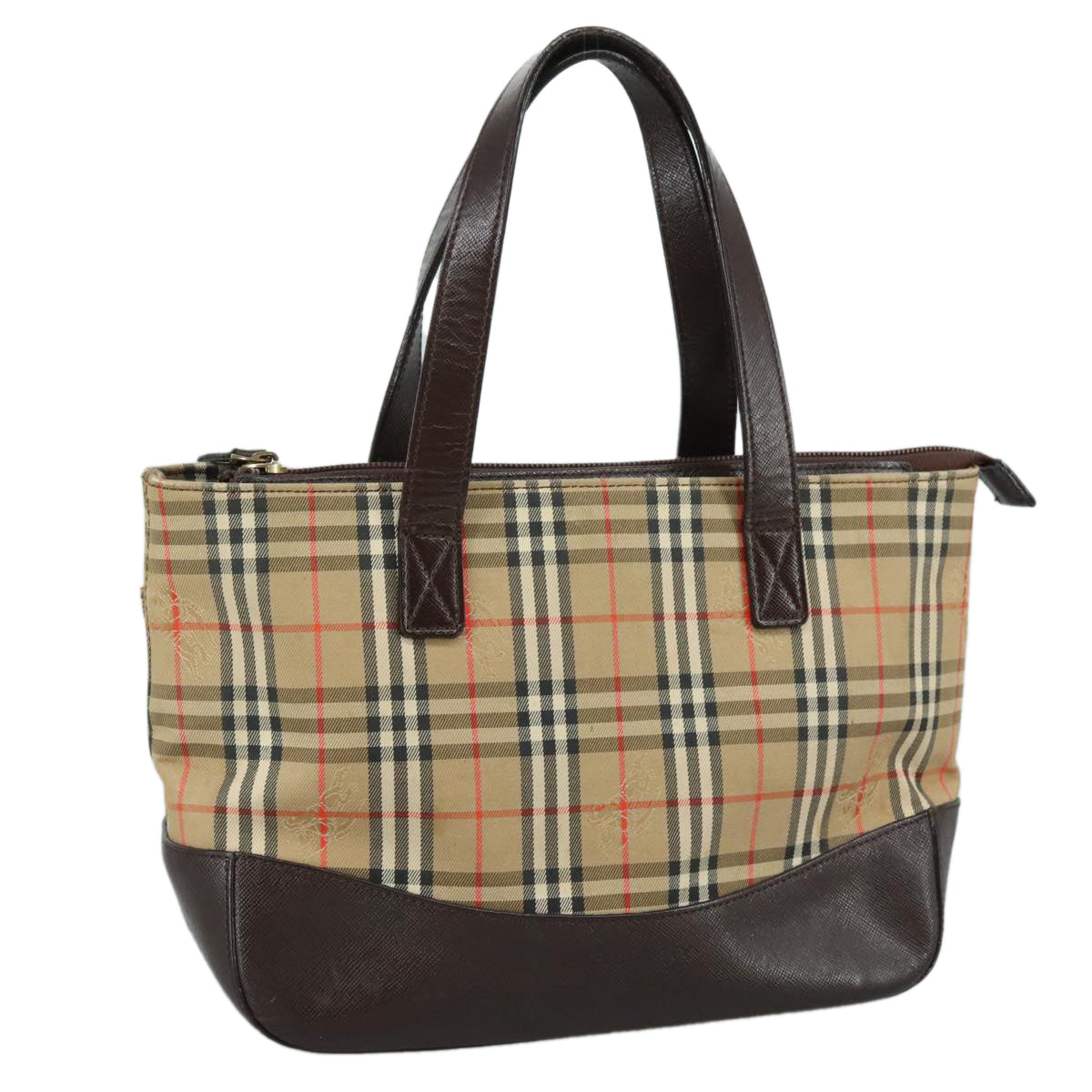 Burberry Nova Check Beige Canvas Handbag (Pre-Owned)