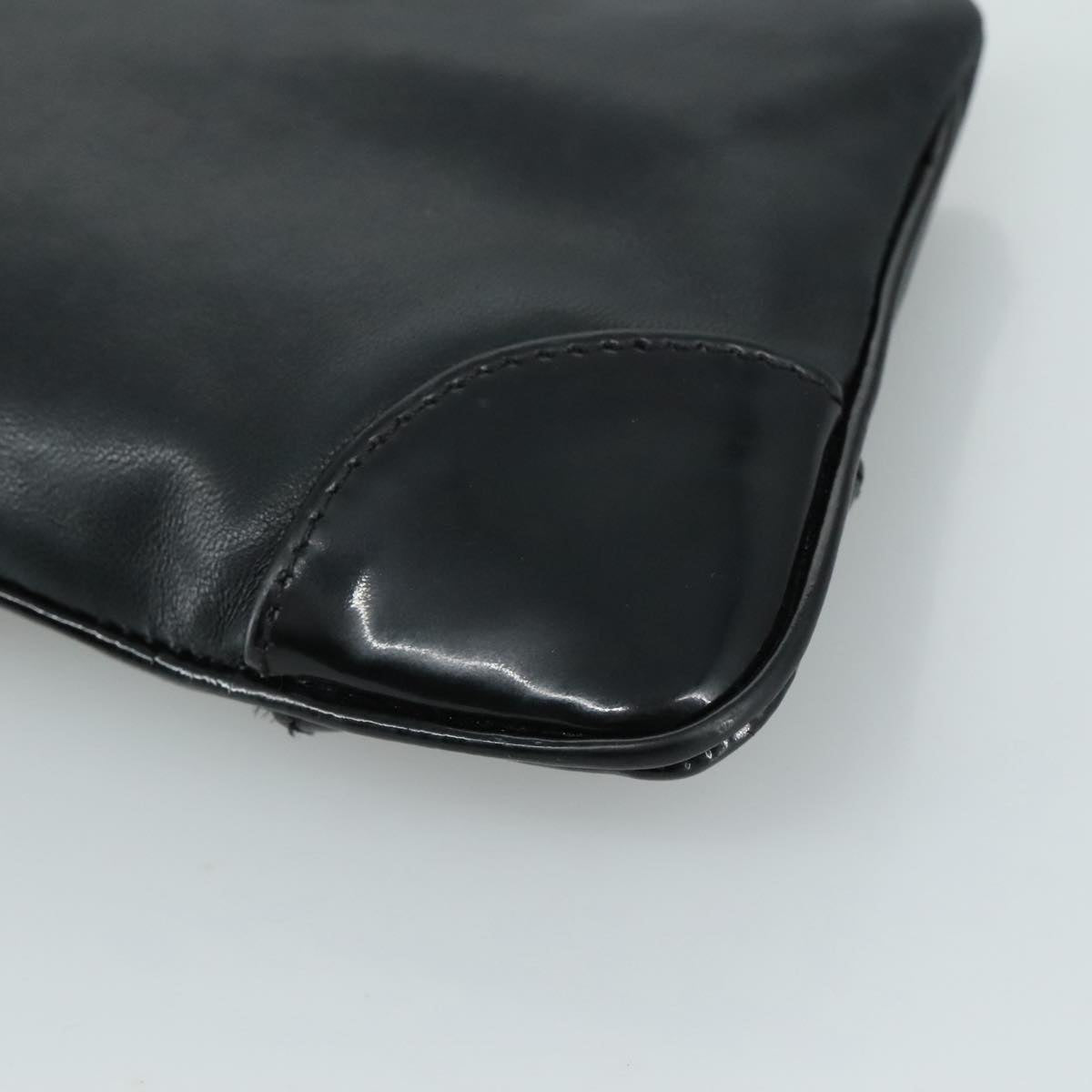 Chanel Camélia Black Leather Clutch Bag (Pre-Owned)