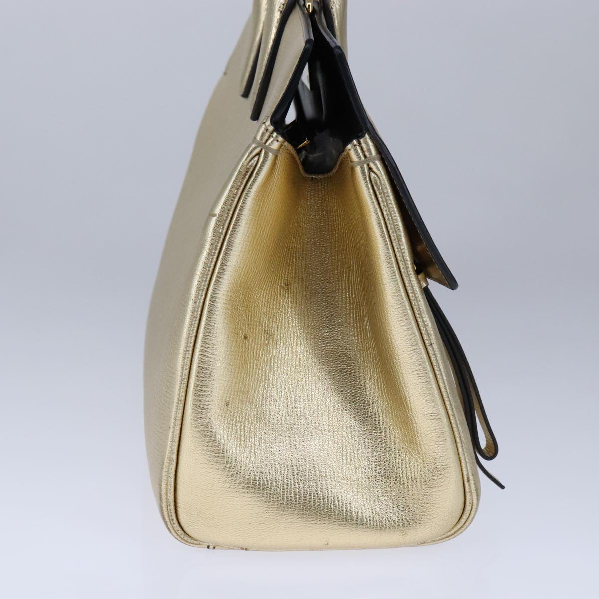 Salvatore Ferragamo Gancini Gold Leather Handbag (Pre-Owned)