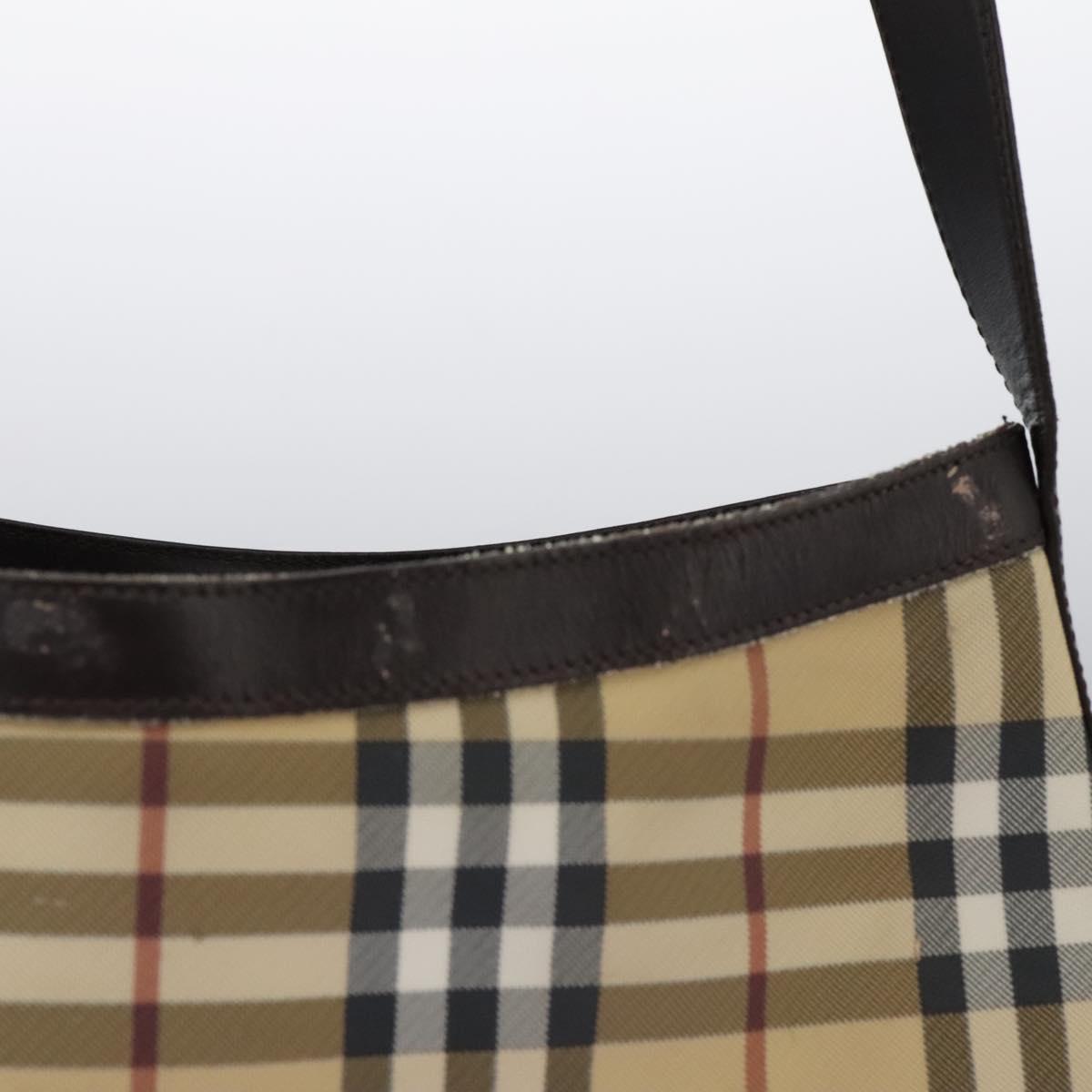 Burberry Nova Check Beige Canvas Shoulder Bag (Pre-Owned)
