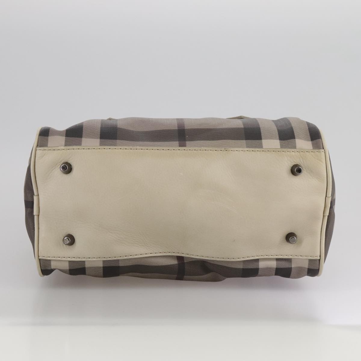 Burberry Smoke Check Grey Canvas Handbag (Pre-Owned)