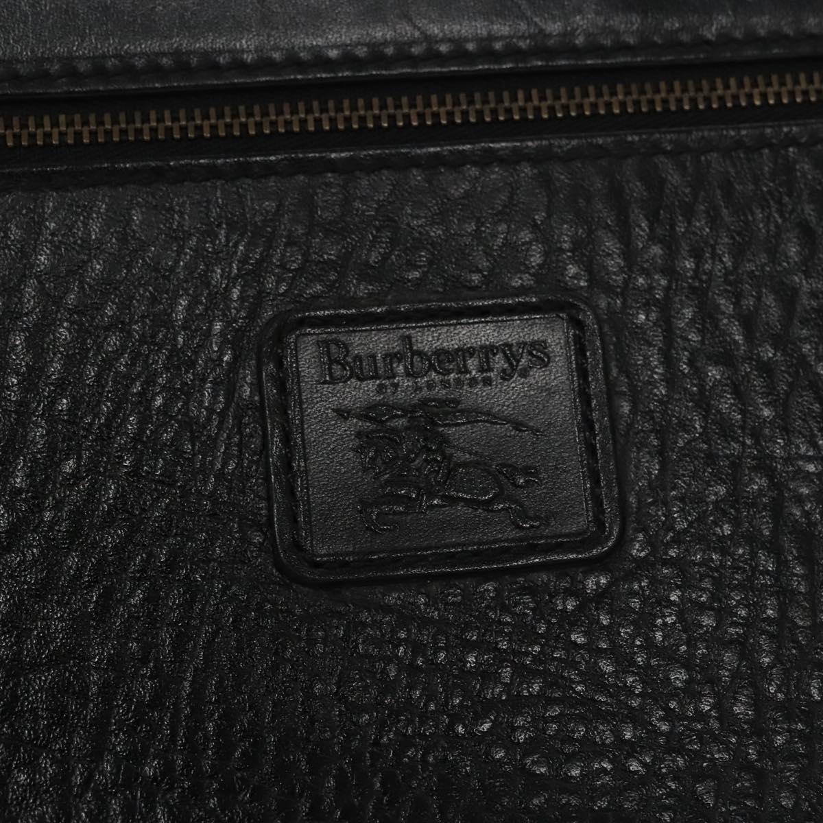Burberry Check Link Black Leather Clutch Bag (Pre-Owned)