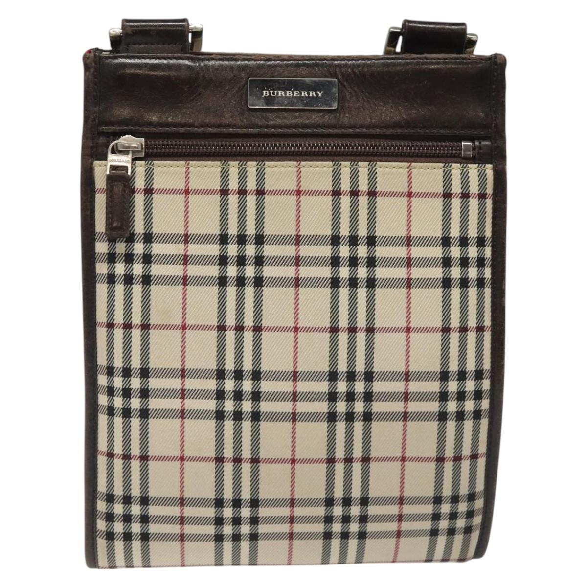 Burberry Nova Check Beige Canvas Shoulder Bag (Pre-Owned)