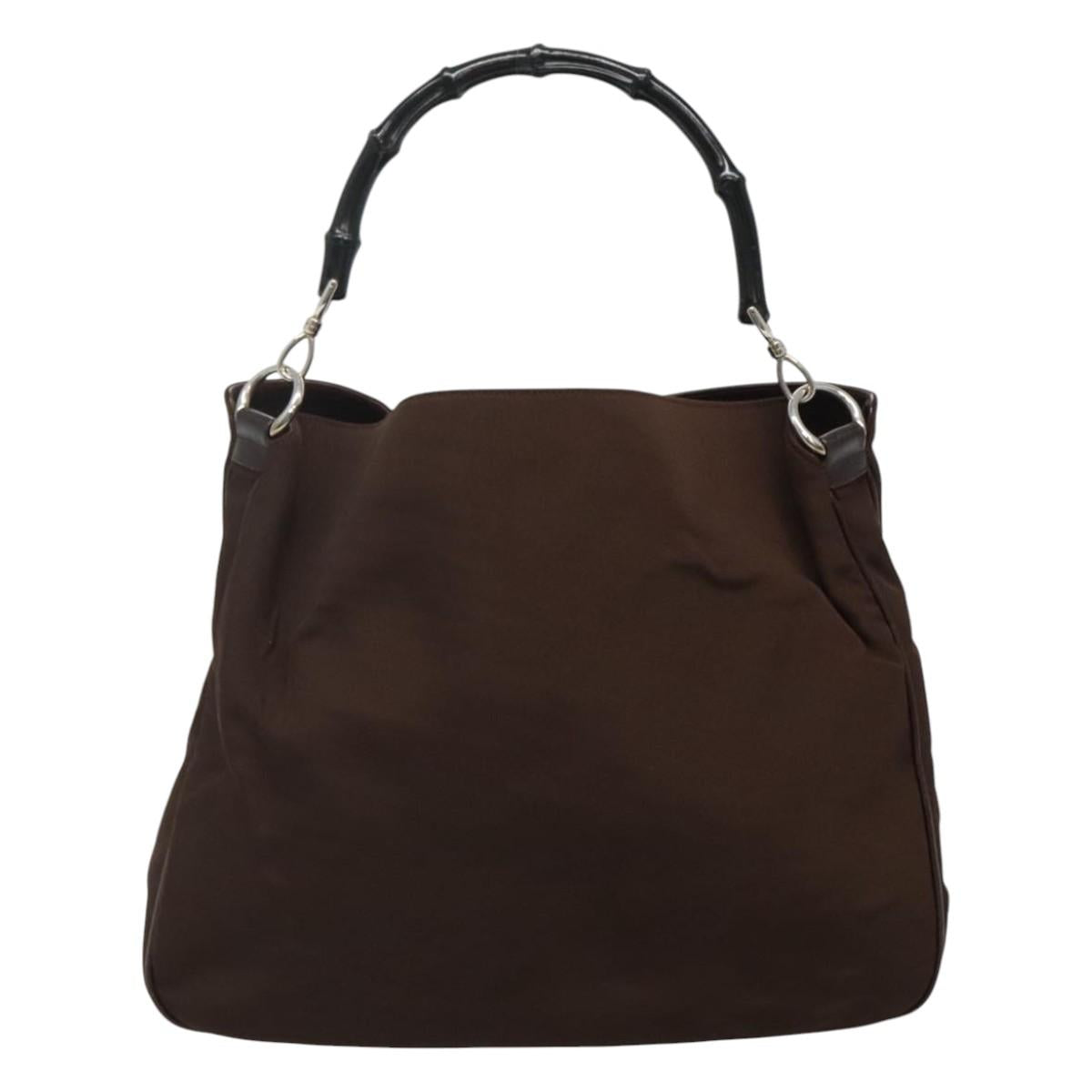 Gucci Bamboo Brown Canvas Handbag (Pre-Owned)
