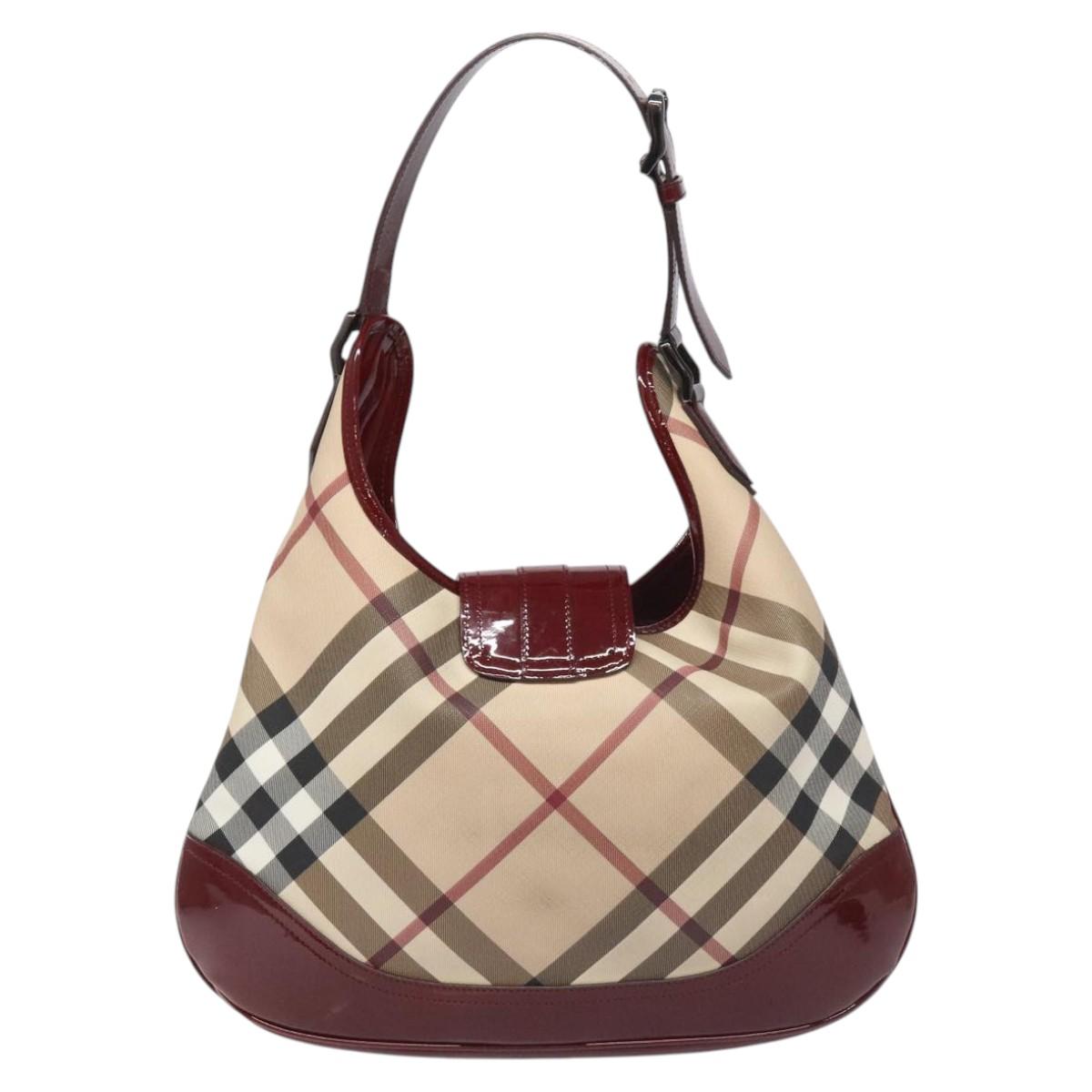 Burberry Nova Check Beige Canvas Shoulder Bag (Pre-Owned)