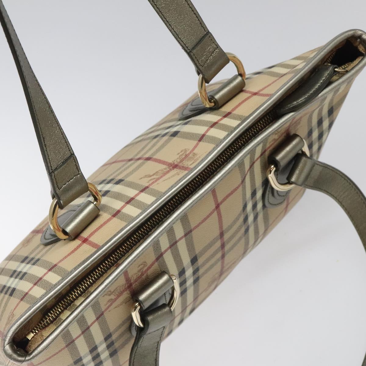 Burberry Haymarket Beige Canvas Shoulder Bag (Pre-Owned)