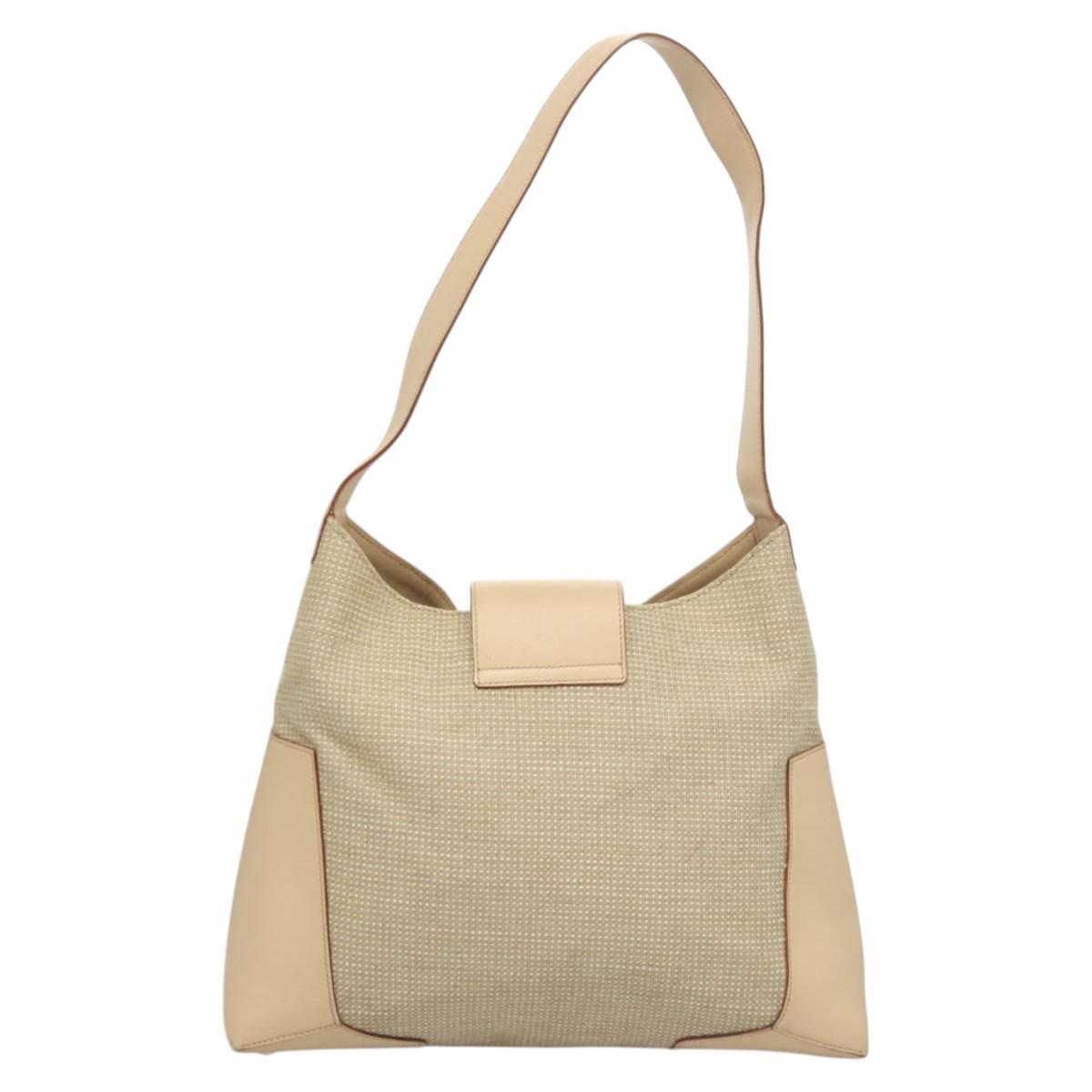 Salvatore Ferragamo Gancini Beige Leather Shoulder Bag (Pre-Owned)