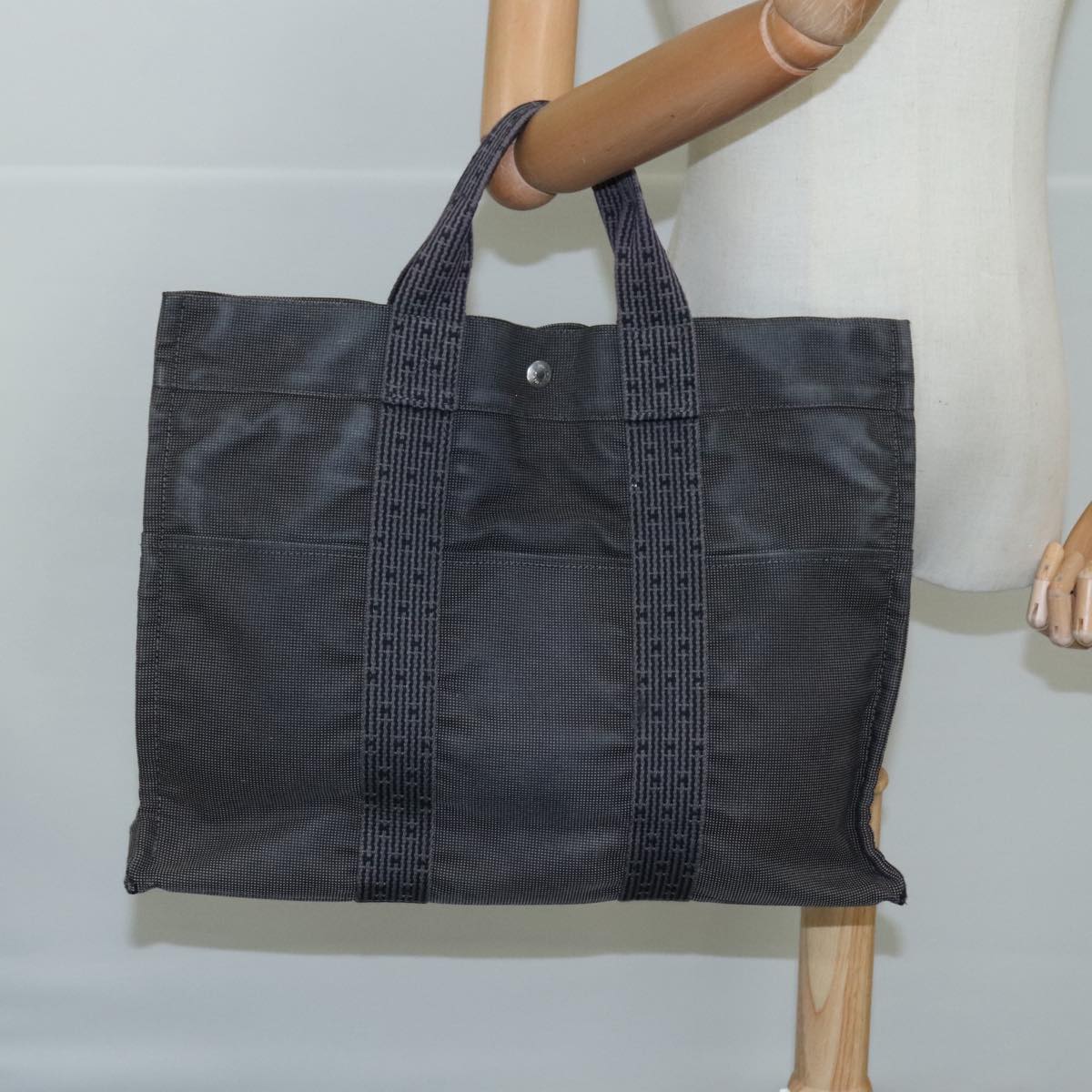 Hermès Herline Grey Canvas Tote Bag (Pre-Owned)