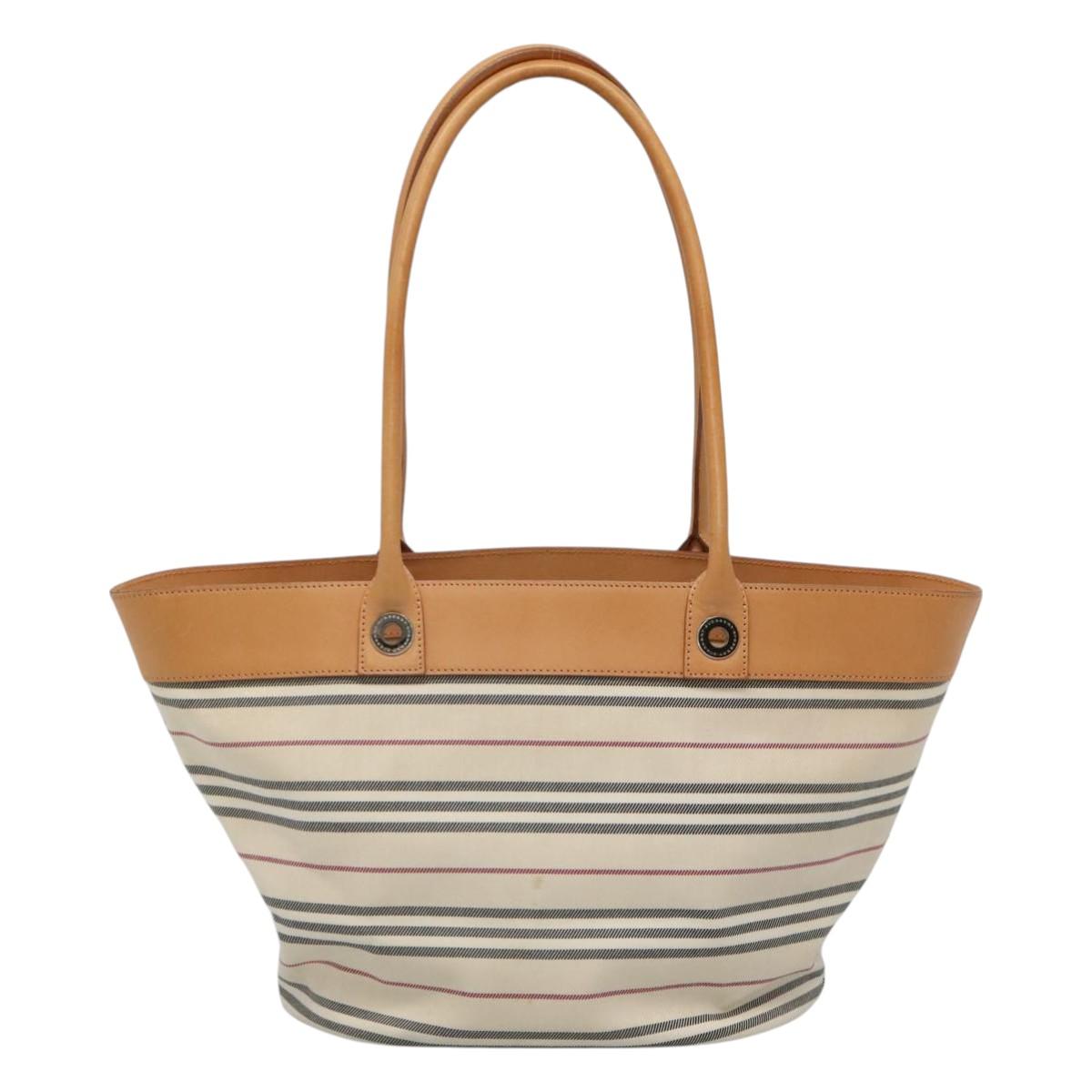 Burberry Nova Check White Canvas Tote Bag (Pre-Owned)