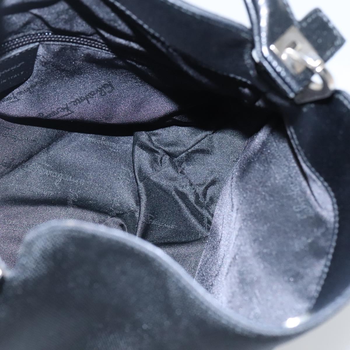 Salvatore Ferragamo Gancini Black Canvas Handbag (Pre-Owned)