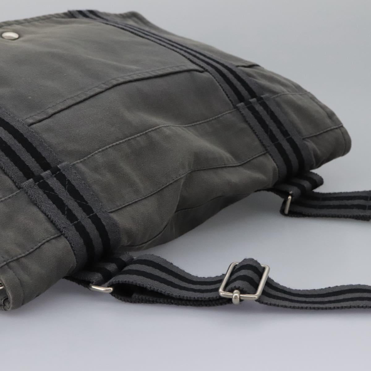 Hermès Herline Grey Canvas Shoulder Bag (Pre-Owned)