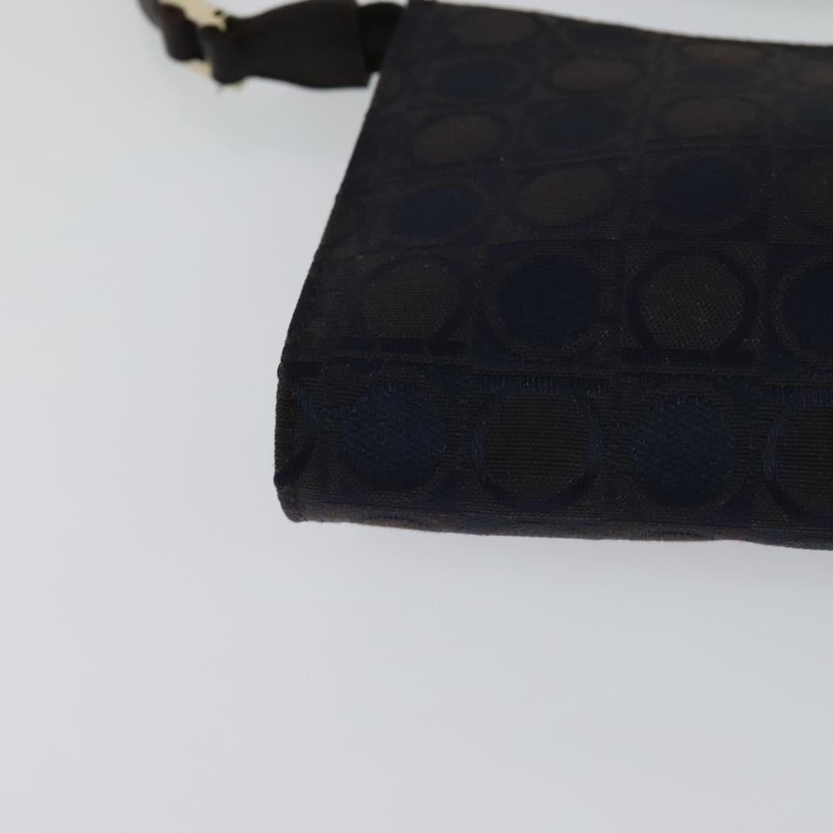 Salvatore Ferragamo Gancini Navy Canvas Handbag (Pre-Owned)