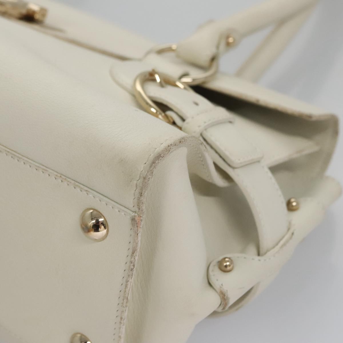 Salvatore Ferragamo Gancini Beige Leather Shoulder Bag (Pre-Owned)