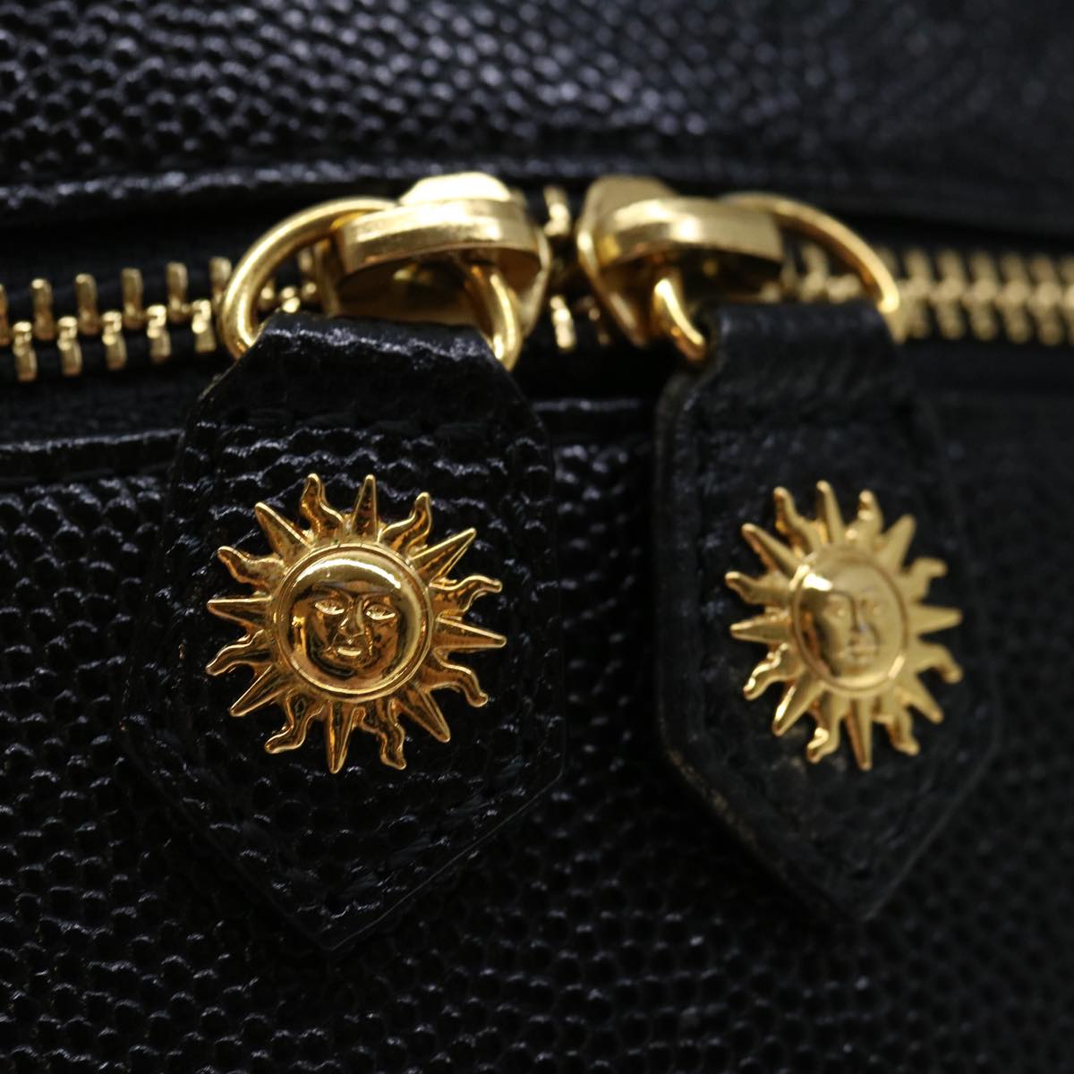 Versace Vanity Black Leather Handbag (Pre-Owned)