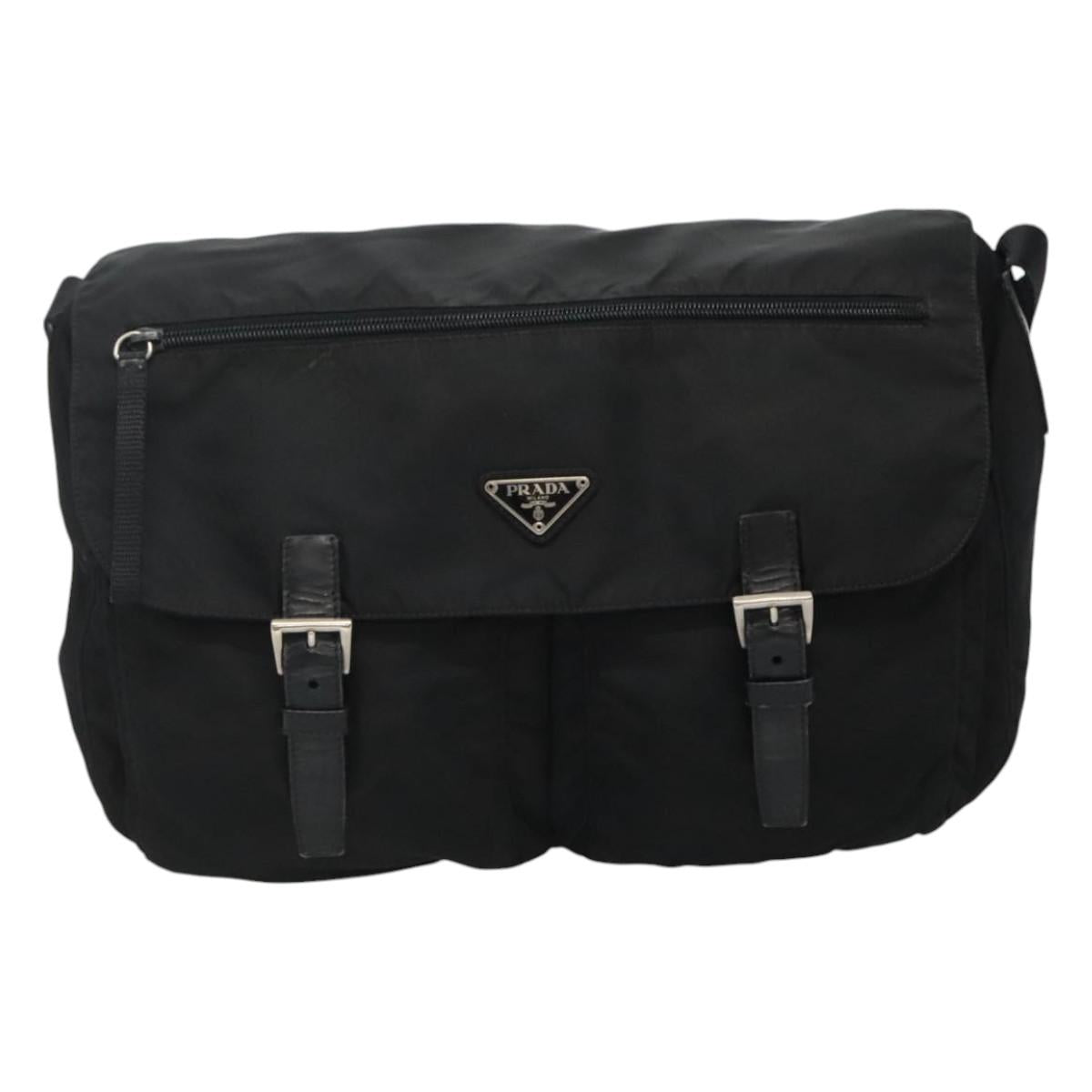 Prada Vela Black Synthetic Shoulder Bag (Pre-Owned)