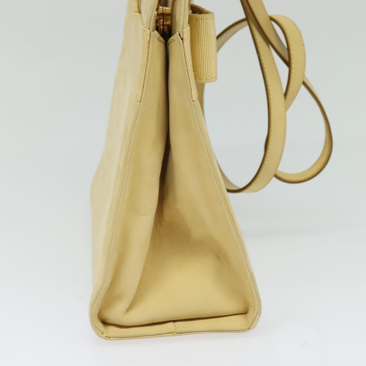 Salvatore Ferragamo Vara Beige Suede Handbag (Pre-Owned)