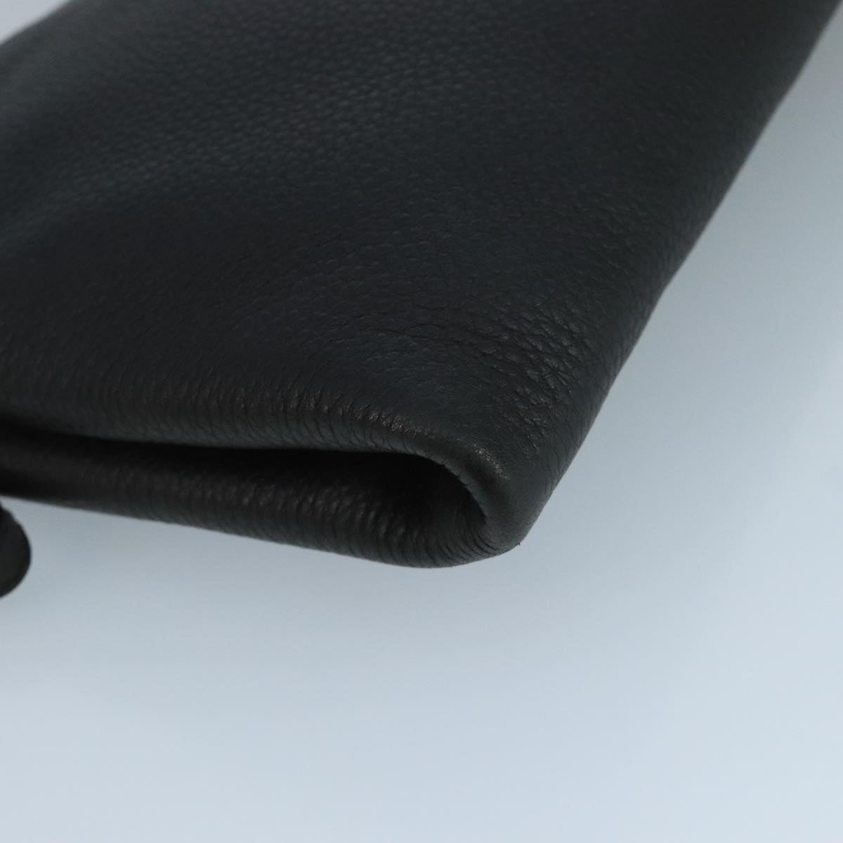 Prada Triangle Logo Black Leather Clutch Bag (Pre-Owned)