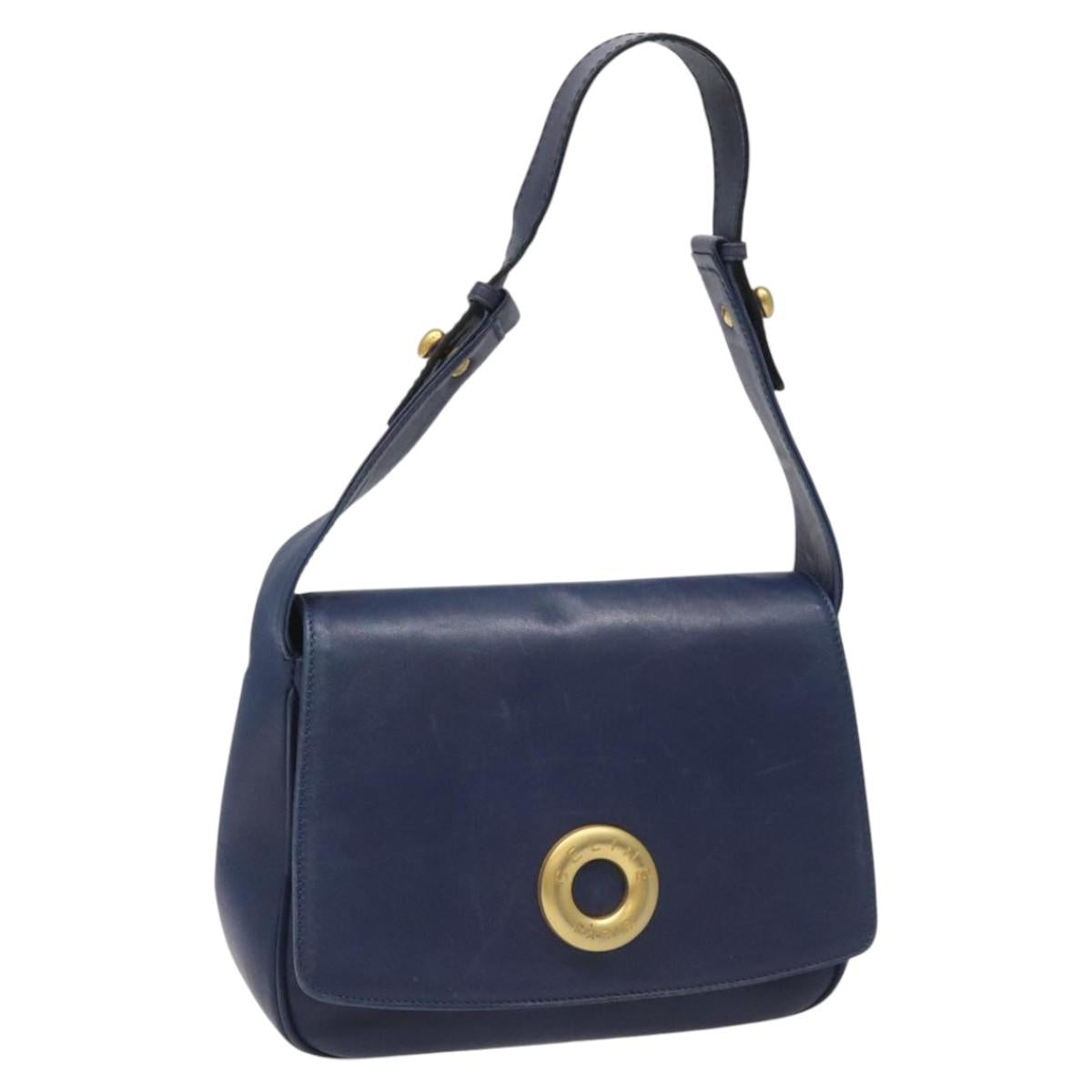 Céline Logo Du Cercle Blue Leather Shoulder Bag (Pre-Owned)