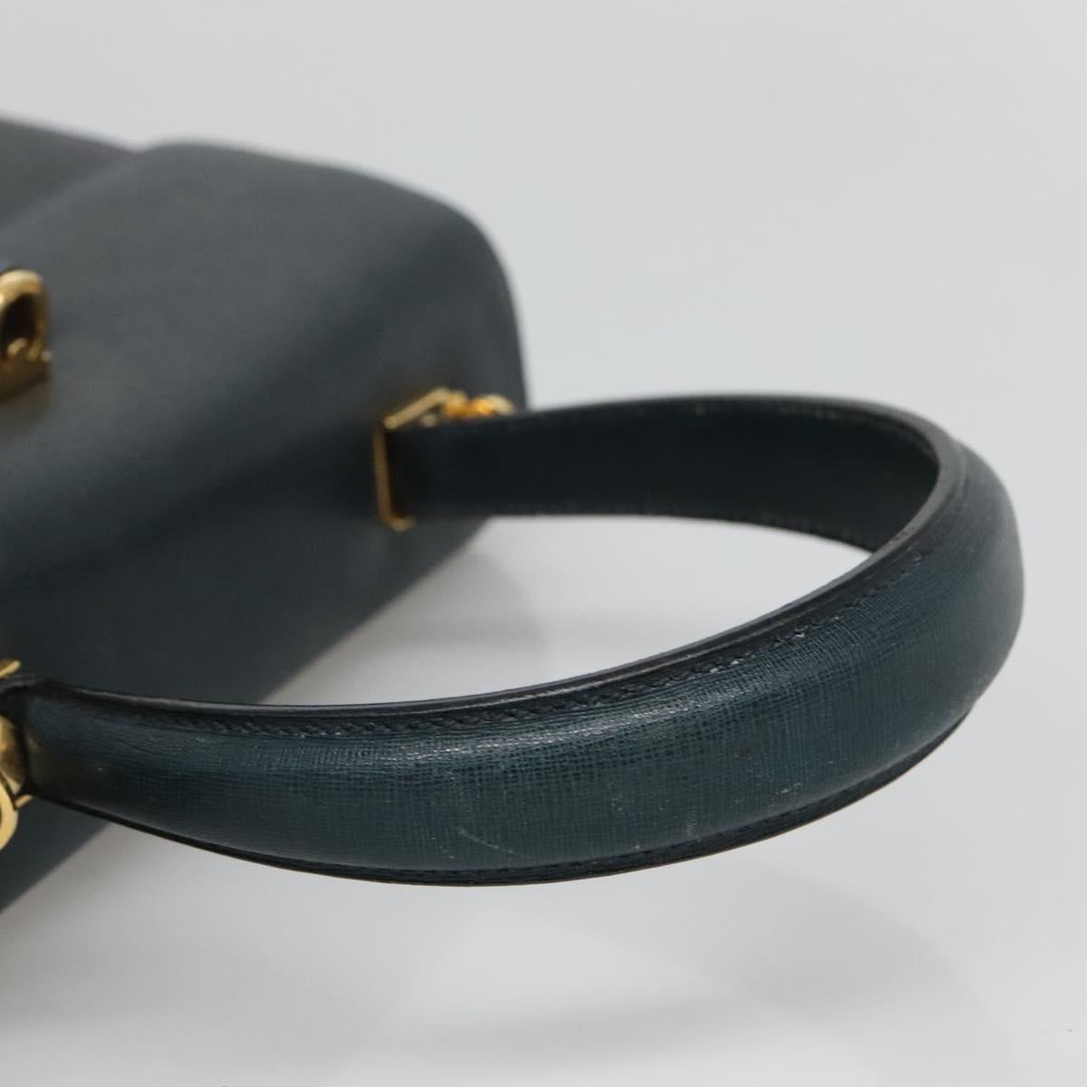 Salvatore Ferragamo Gancini Navy Leather Handbag (Pre-Owned)
