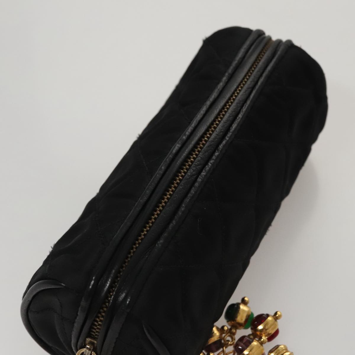 Chanel Gripoix Black Silk Clutch Bag (Pre-Owned)