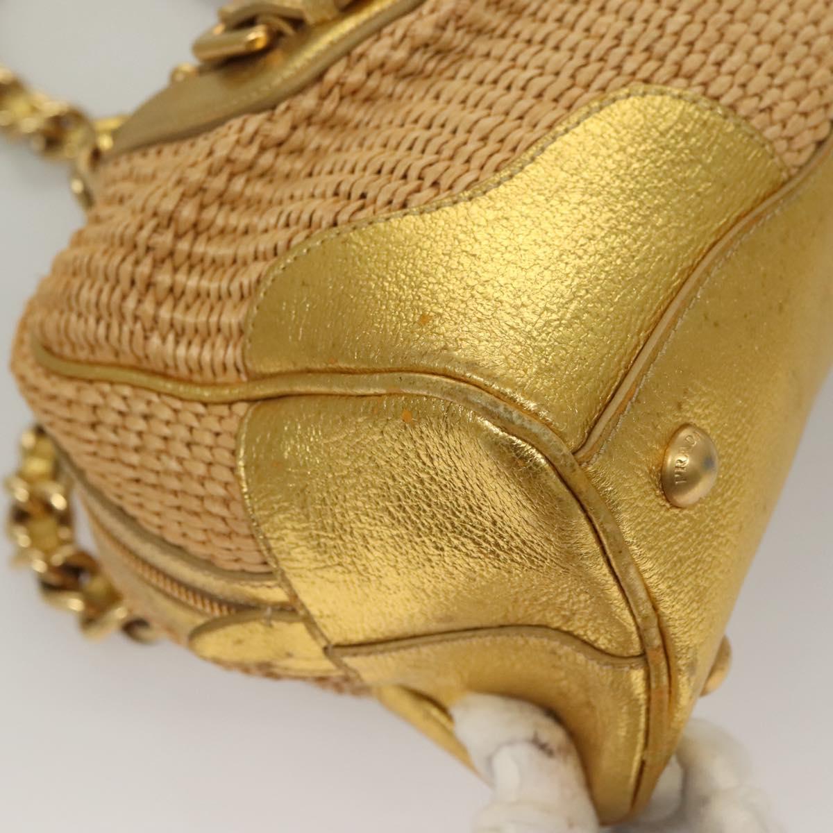 Prada Gold Nylon Shoulder Bag (Pre-Owned)