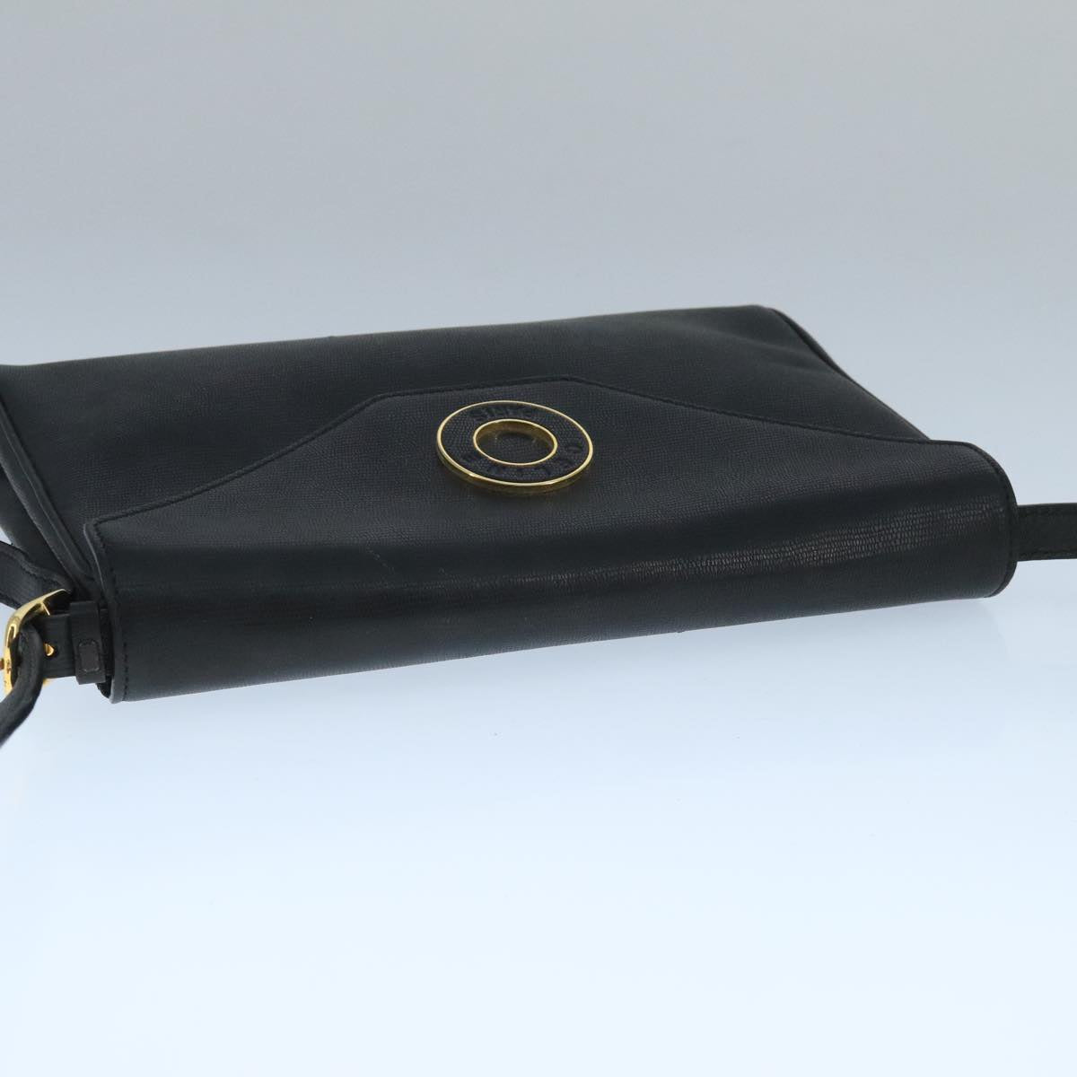 Céline Logo Du Cercle Black Leather Shoulder Bag (Pre-Owned)