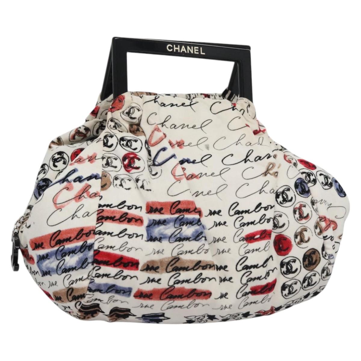 Chanel Cambon White Velvet Handbag (Pre-Owned)