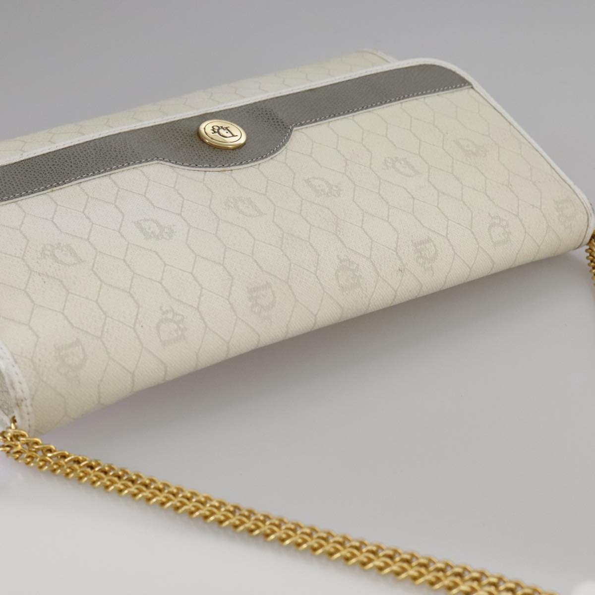 Dior Honeycomb White Canvas Shoulder Bag (Pre-Owned)