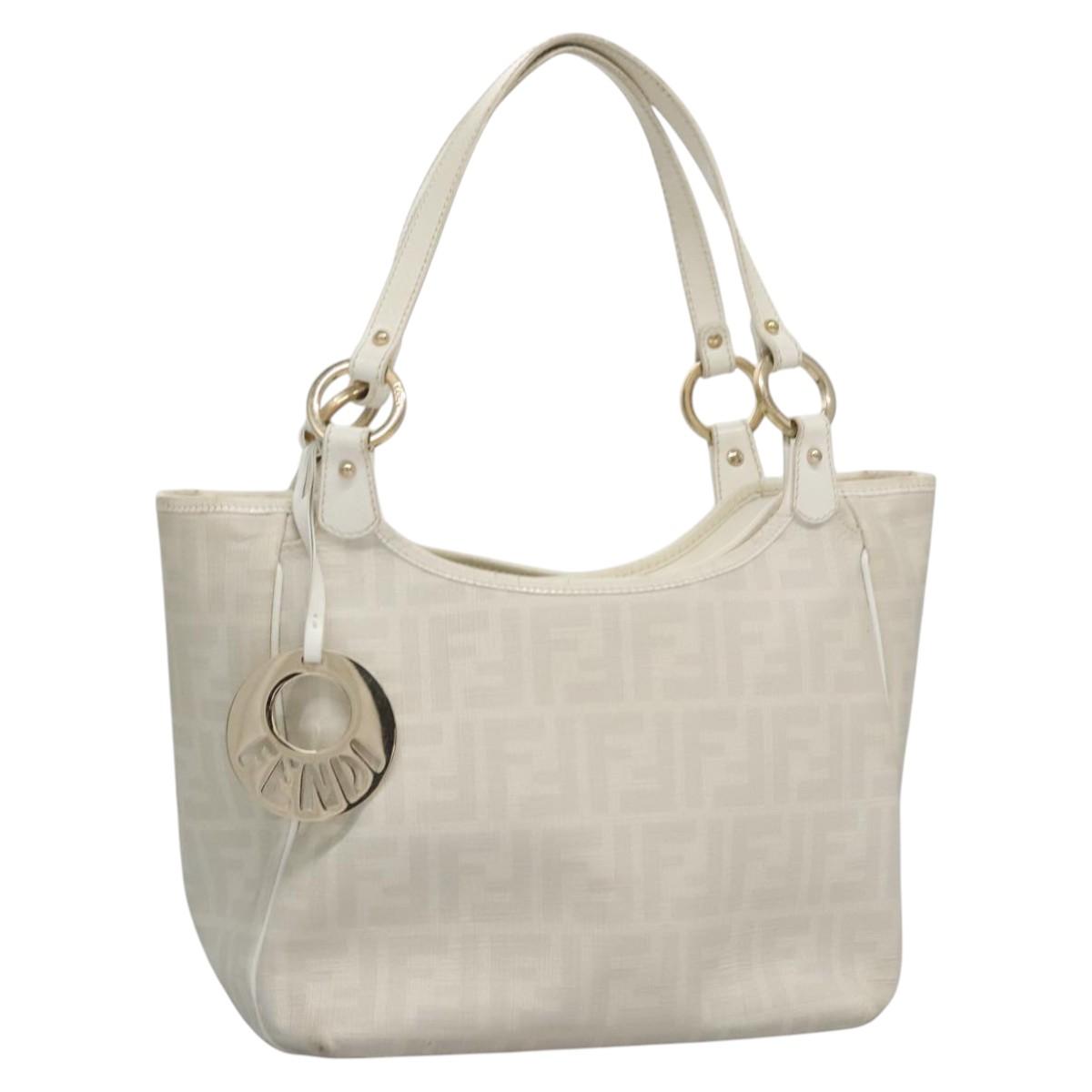 Fendi Zucca White Canvas Handbag (Pre-Owned)