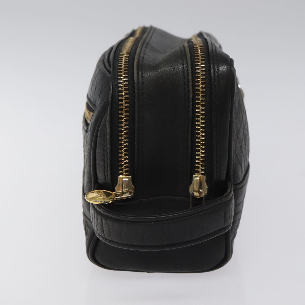 Versace Gianni Black Leather Clutch Bag (Pre-Owned)