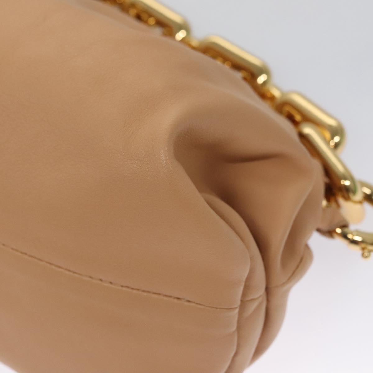 Bottega Veneta Chain Pouch Beige Leather Shoulder Bag (Pre-Owned)