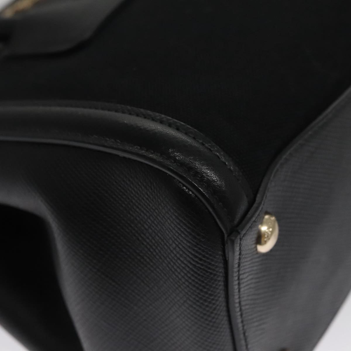 Prada Canapa Black Leather Handbag (Pre-Owned)
