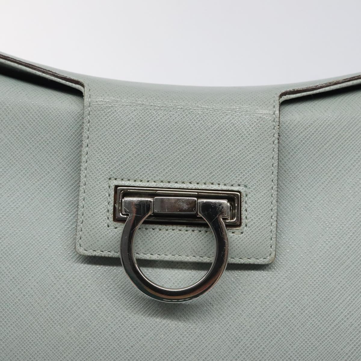 Salvatore Ferragamo Gancini Blue Leather Shoulder Bag (Pre-Owned)