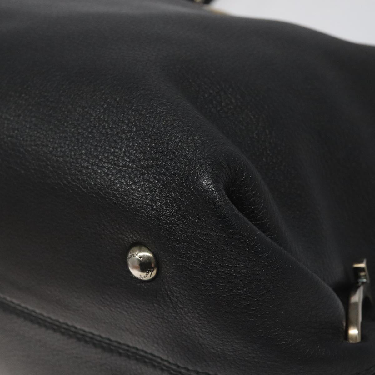 Salvatore Ferragamo Gancini Black Leather Handbag (Pre-Owned)