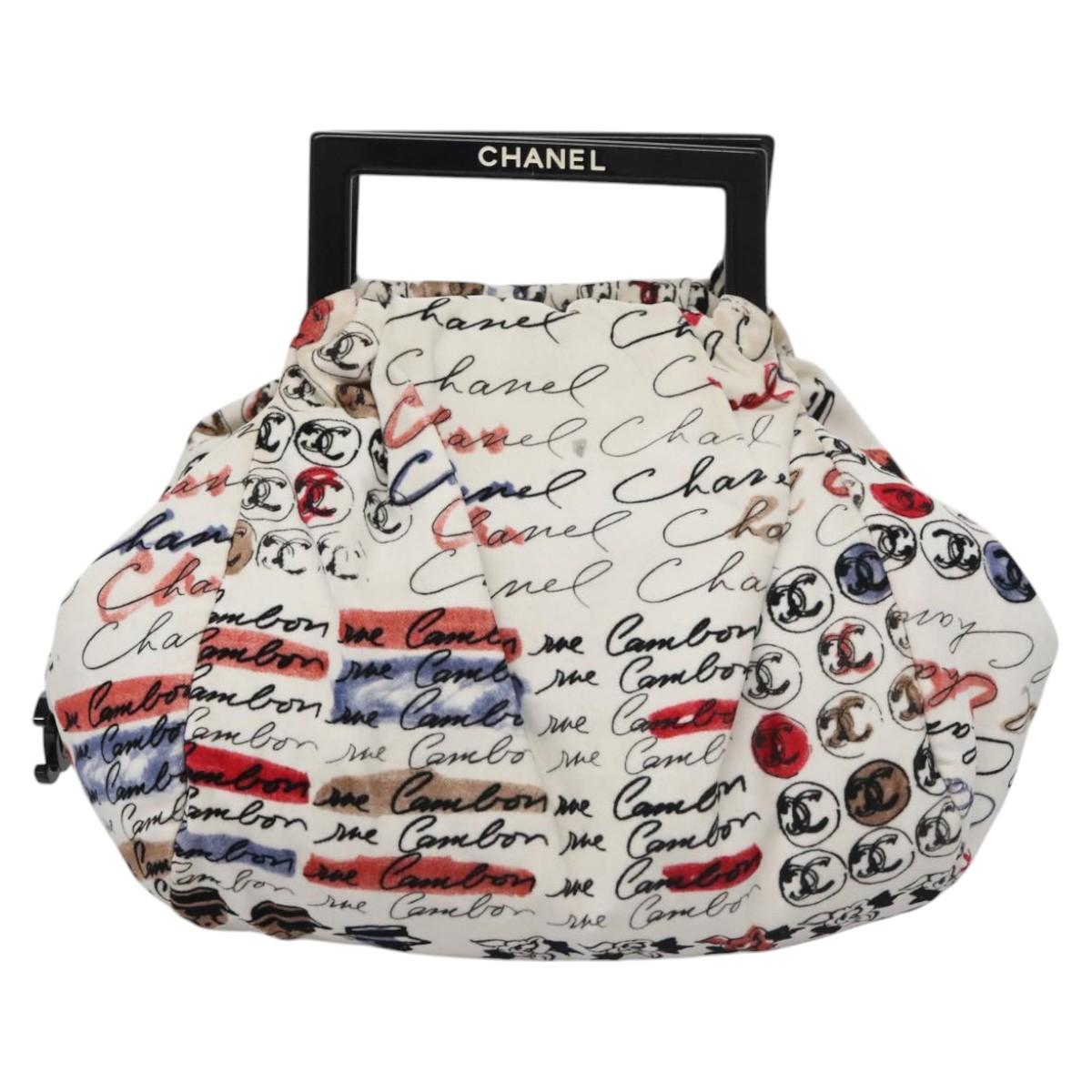 Chanel Cambon White Velvet Handbag (Pre-Owned)