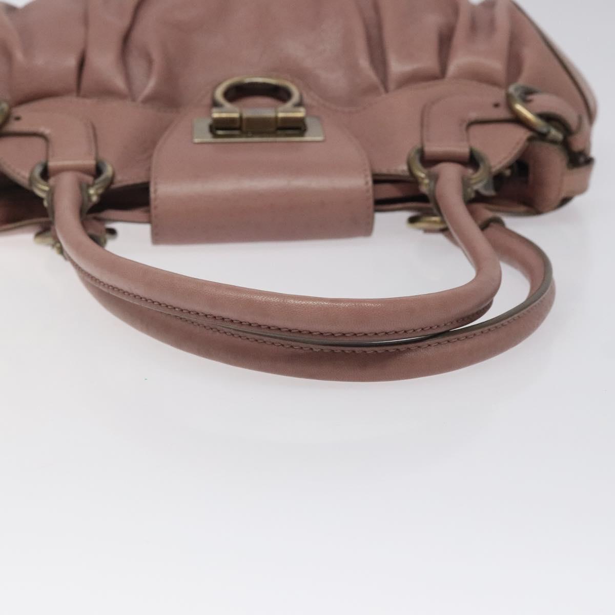 Salvatore Ferragamo Gancini Pink Leather Handbag (Pre-Owned)