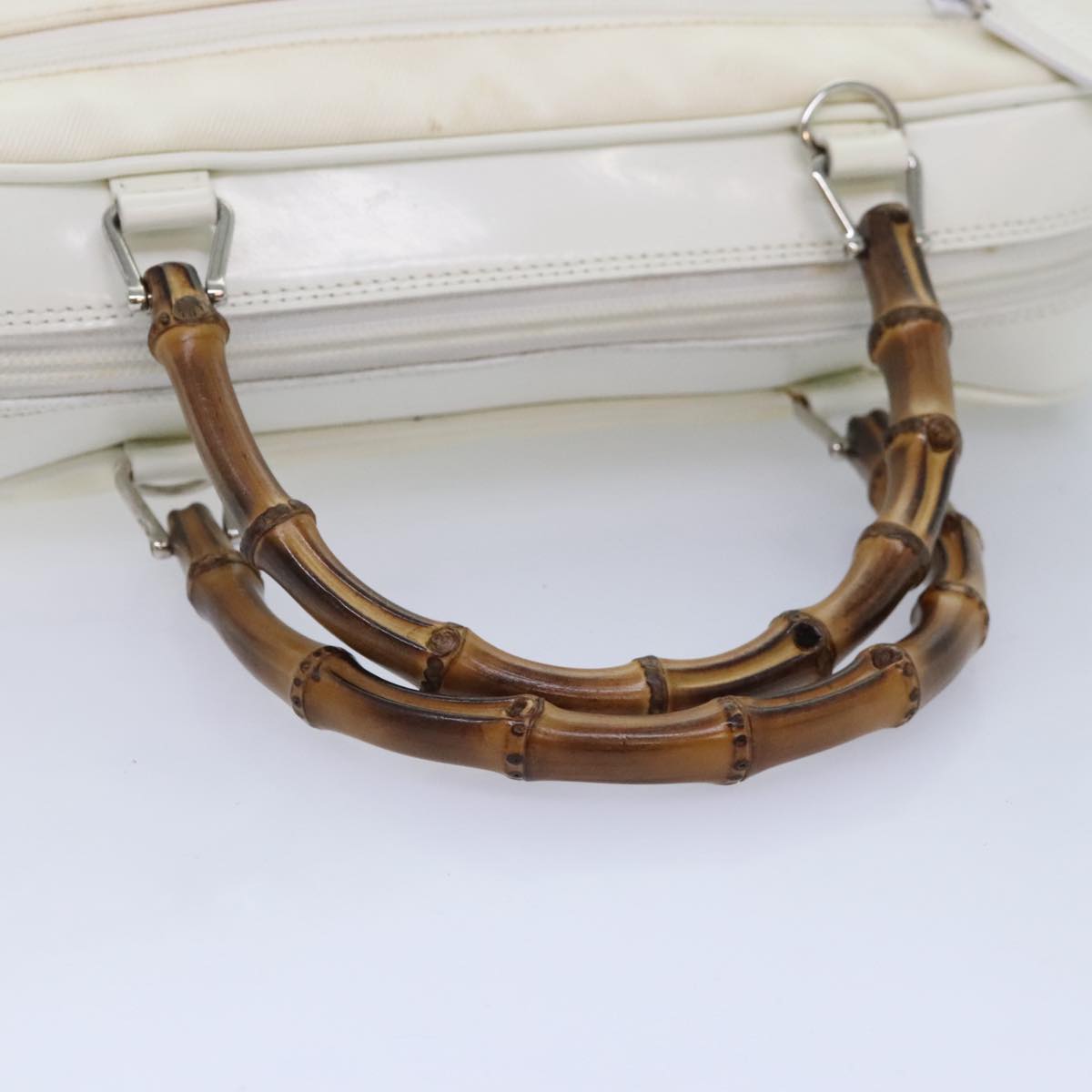 Gucci Bamboo White Leather Handbag (Pre-Owned)