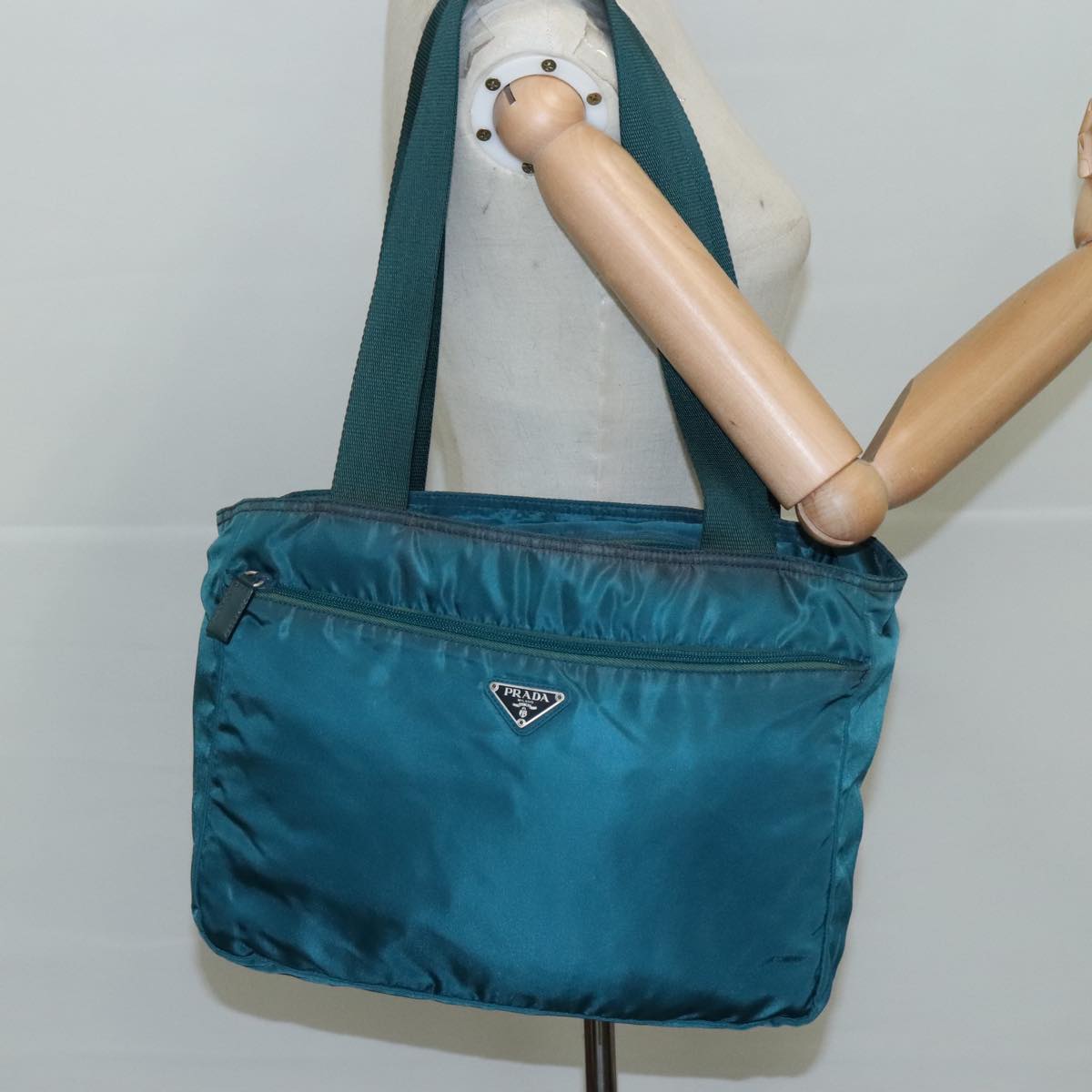 Prada Re-Nylon Blue Canvas Tote Bag (Pre-Owned)