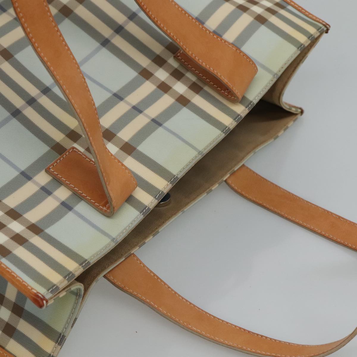 Burberry Nova Check Blue Canvas Tote Bag (Pre-Owned)