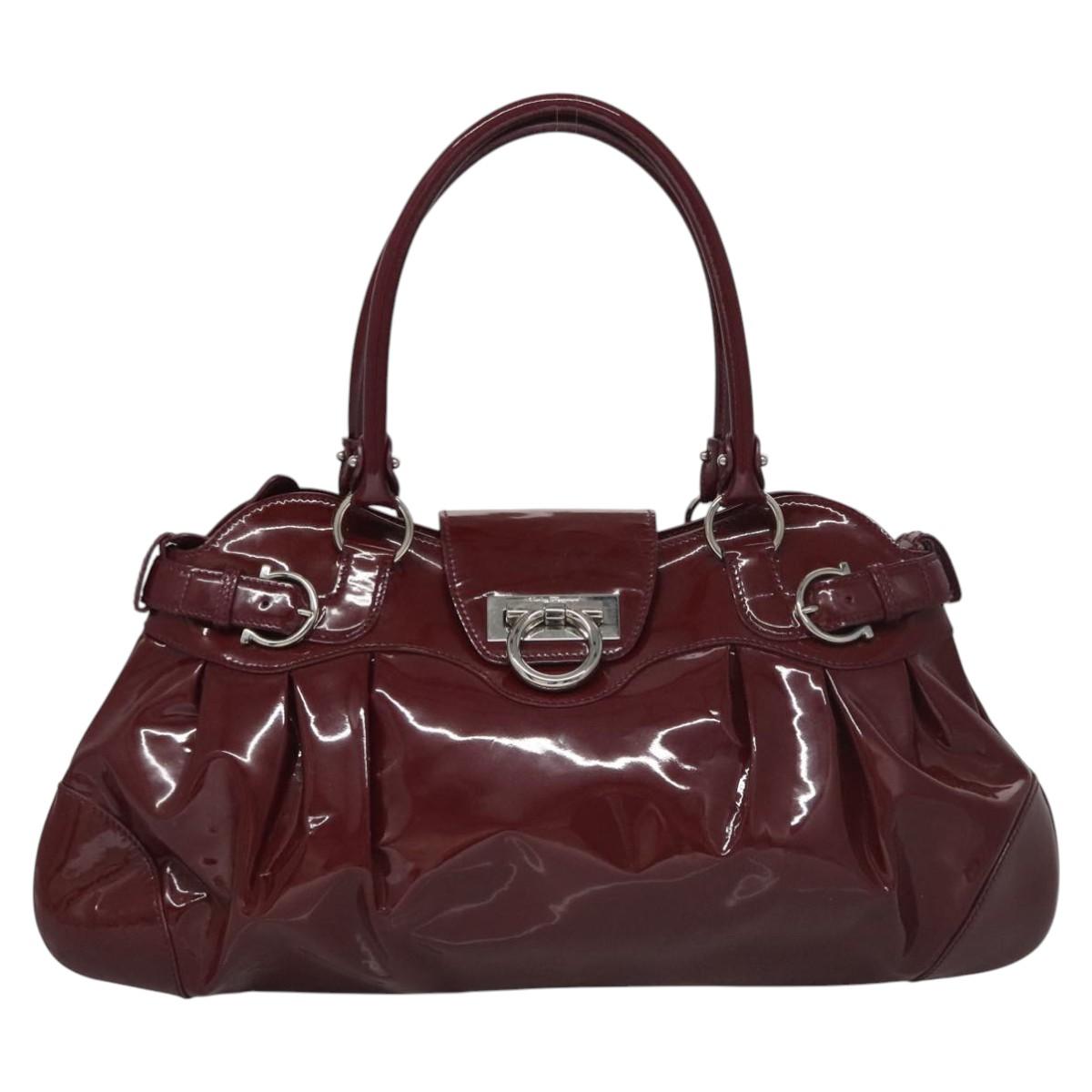 Salvatore Ferragamo Gancini Purple Patent Leather Handbag (Pre-Owned)