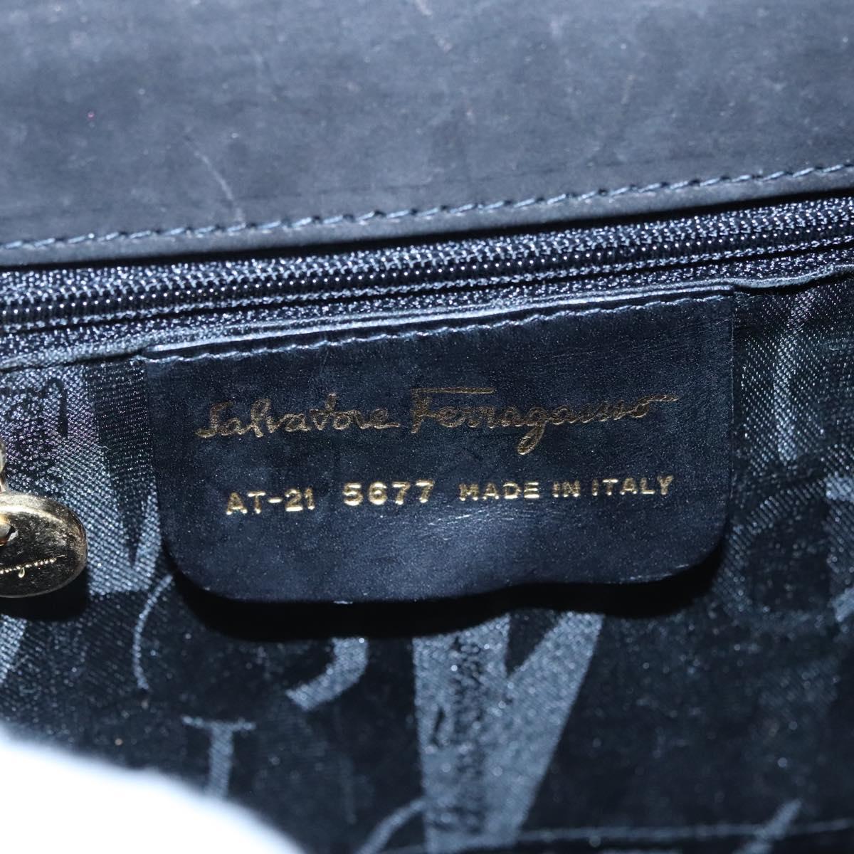 Salvatore Ferragamo Vala Black Suede Handbag (Pre-Owned)