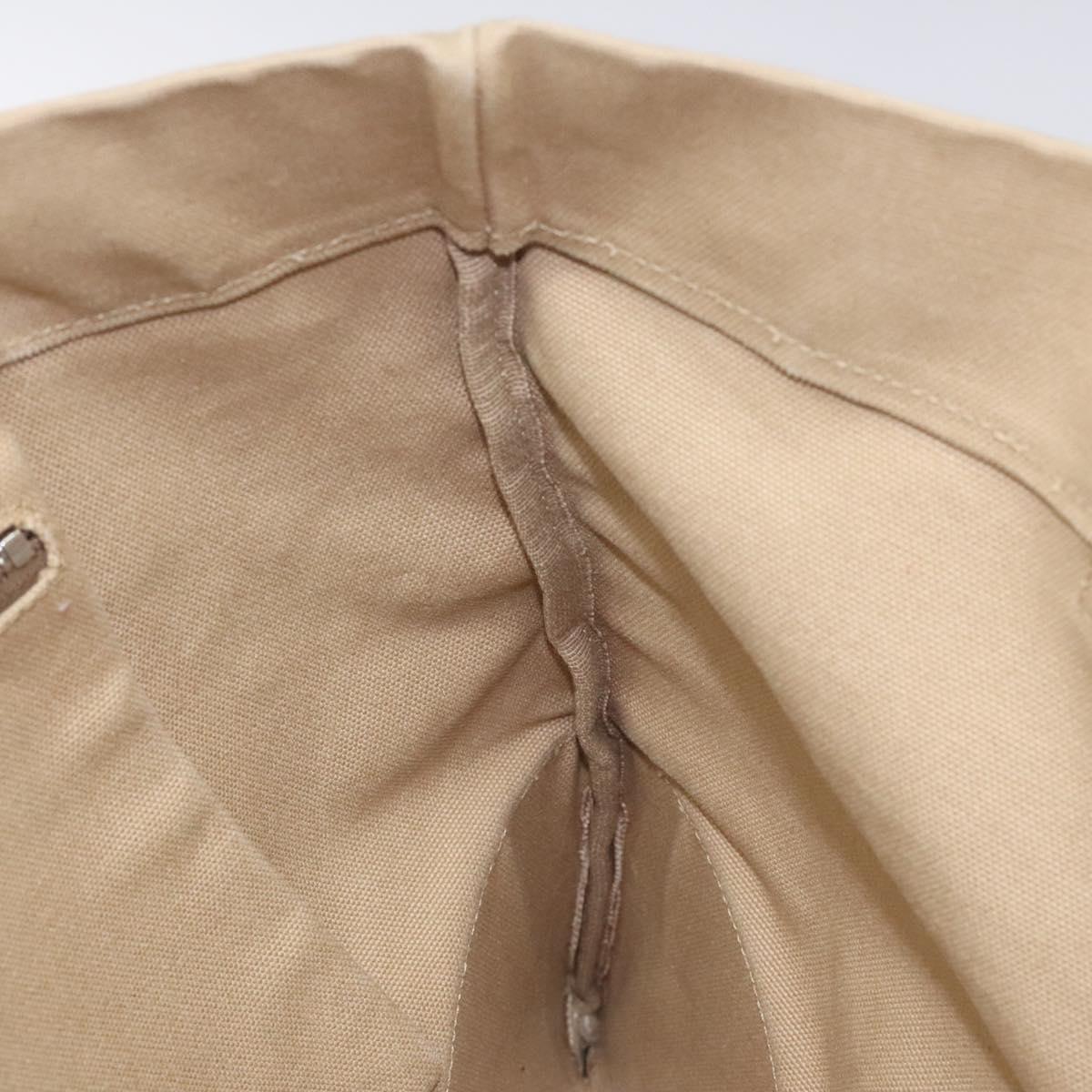 Prada Triangle Logo Beige Canvas Tote Bag (Pre-Owned)