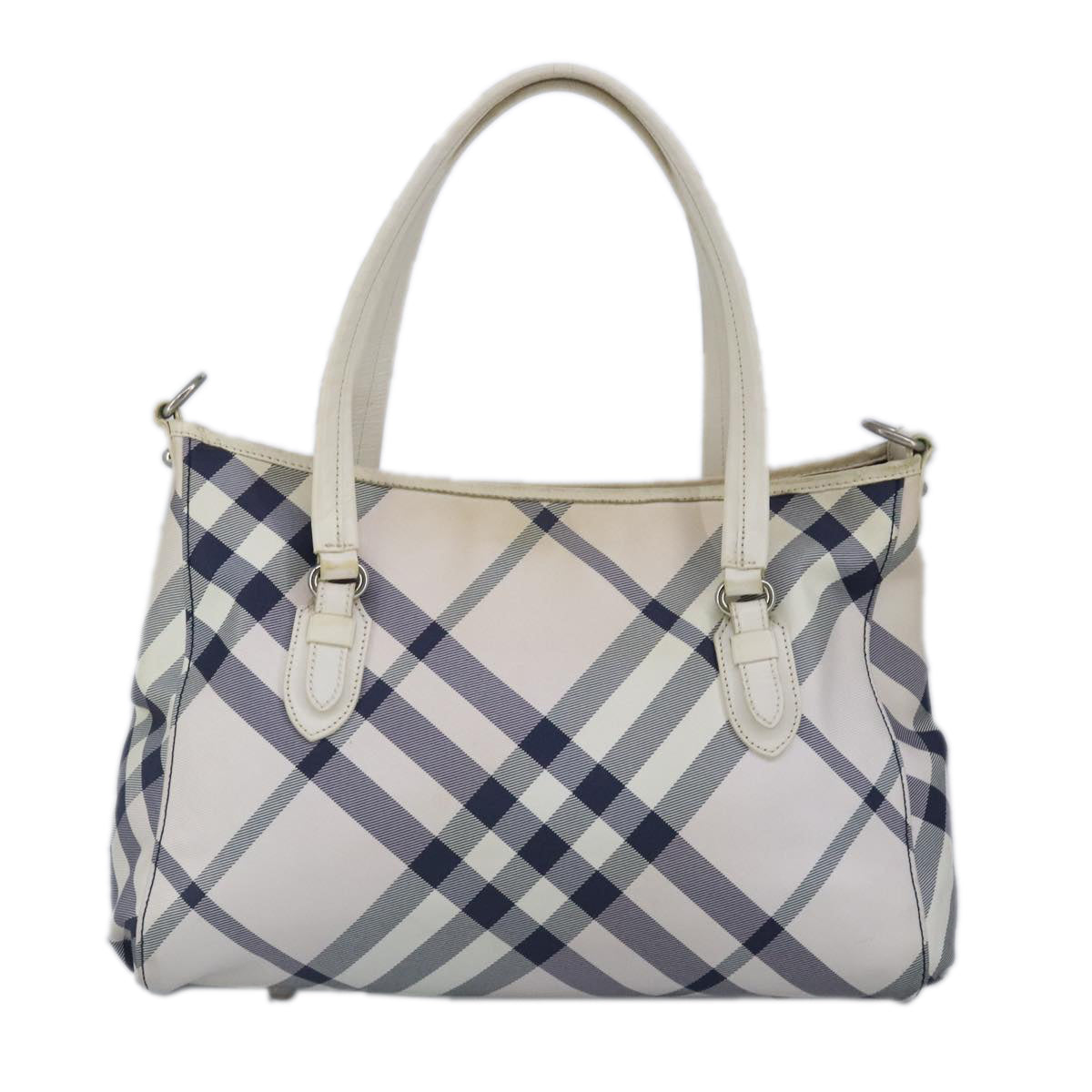Burberry Nova Check White Canvas Tote Bag (Pre-Owned)