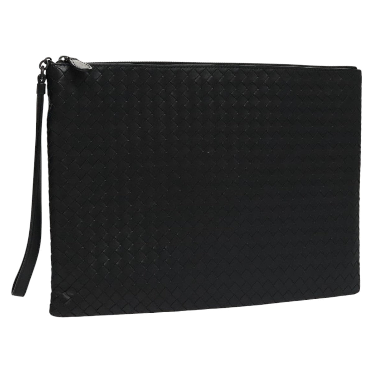 Bottega Veneta Veneta Black Leather Clutch Bag (Pre-Owned)