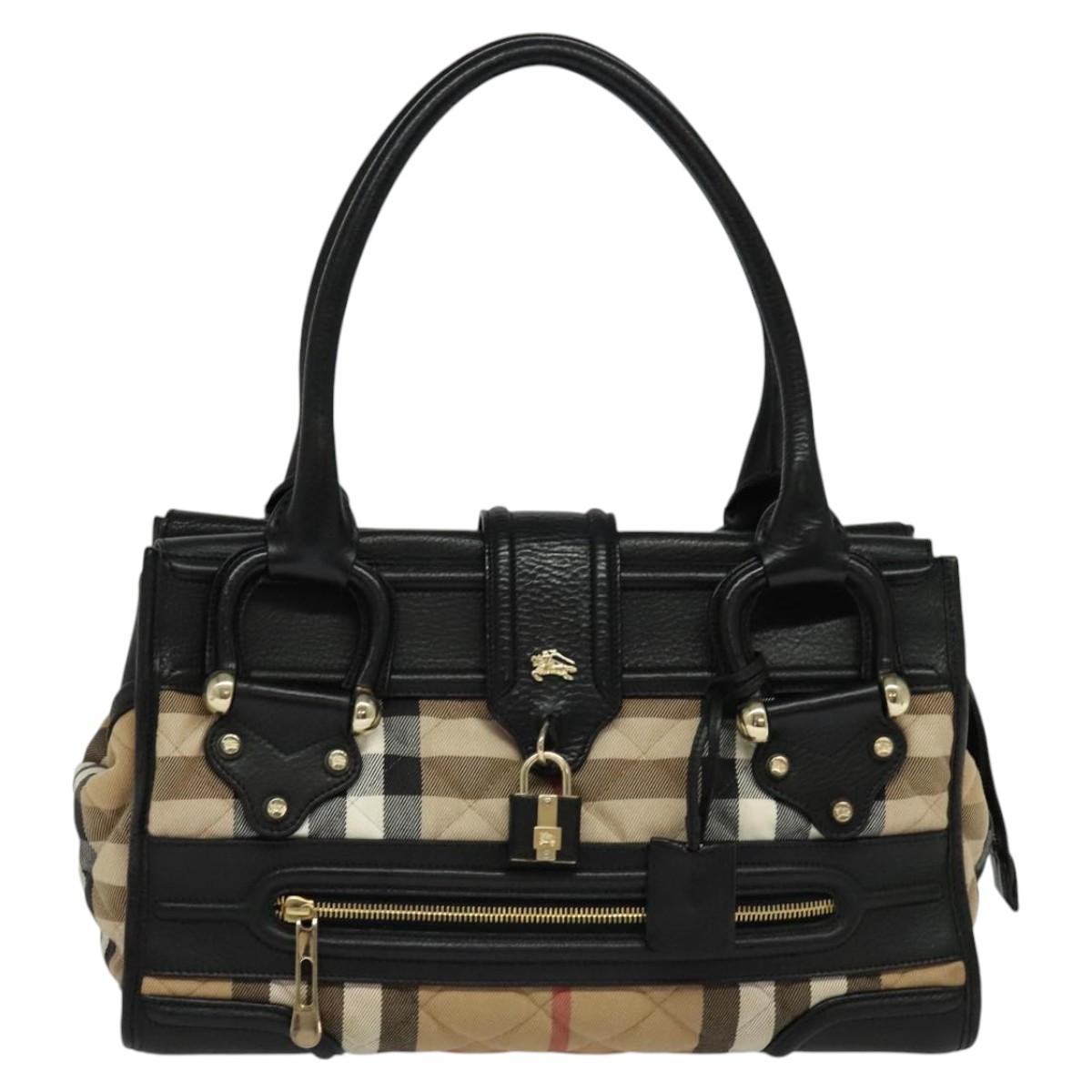 Burberry House Check Beige Canvas Shoulder Bag (Pre-Owned)