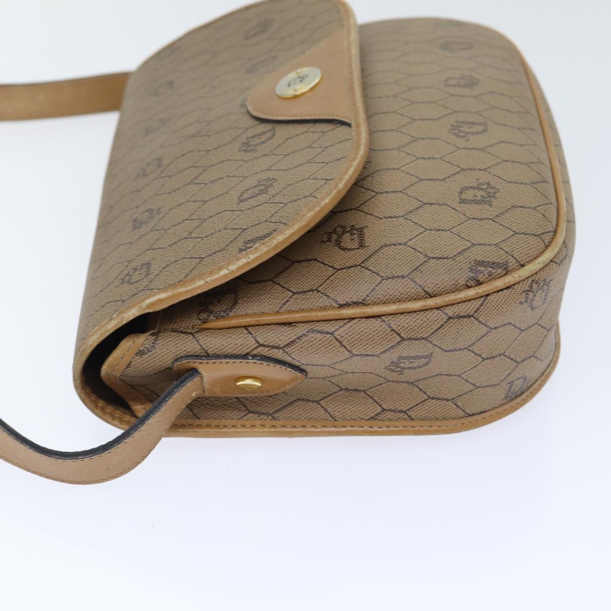 Dior Honeycomb Brown Canvas Shoulder Bag (Pre-Owned)